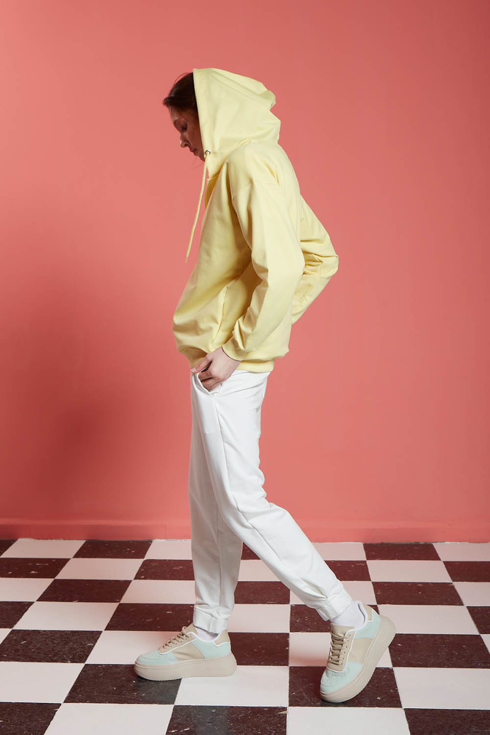 Basic Fermuarlı Sarı Sweatshirt