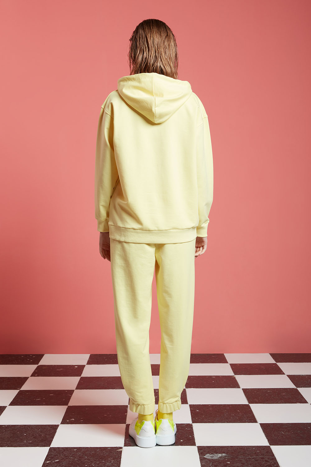 Basic Kapüşonlu Açık Sarı Sweatshirt
