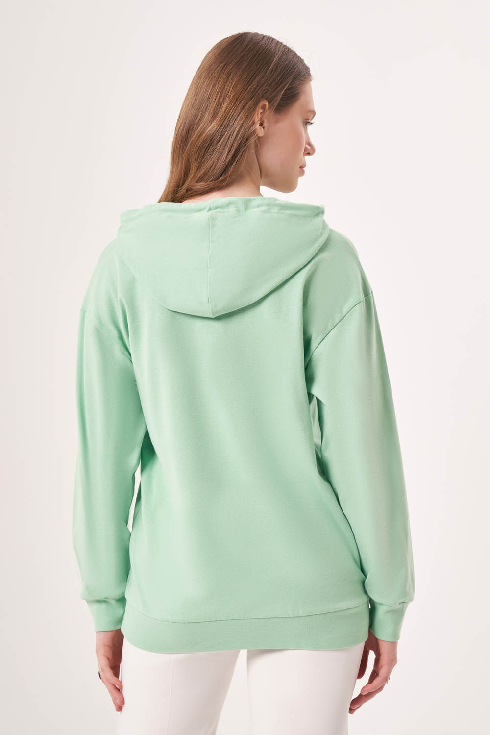 Basic Ribana Yeşil Sweatshirt