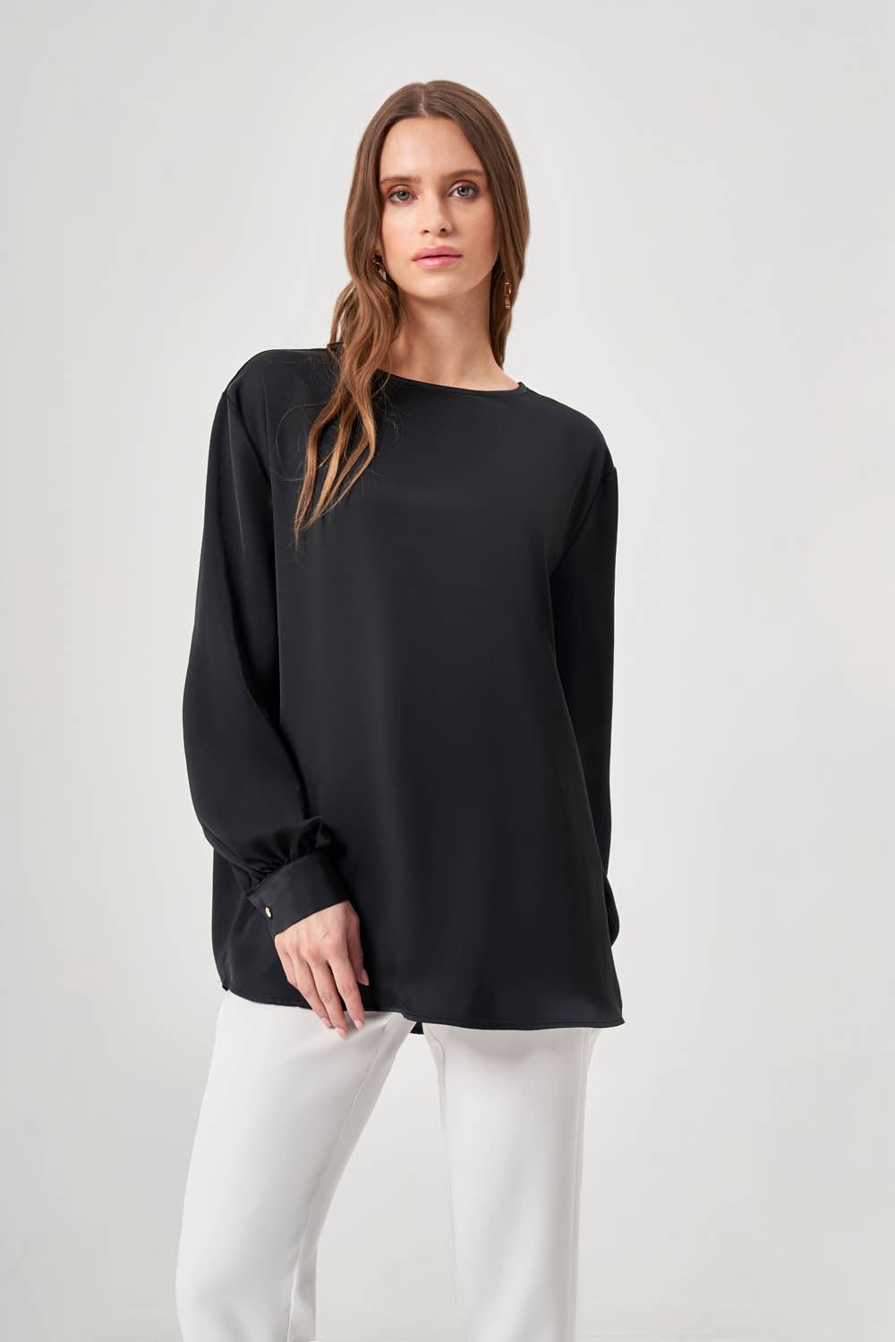 Basic Uzun Kollu Siyah Bluz