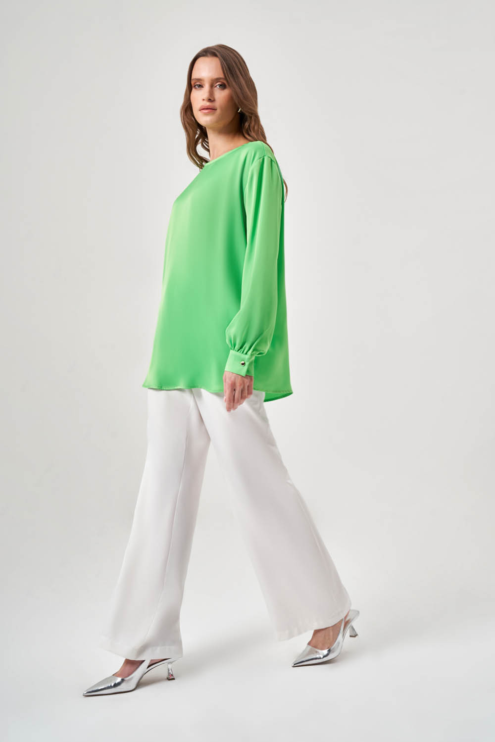 Basic Uzun Kollu Yeşil Bluz
