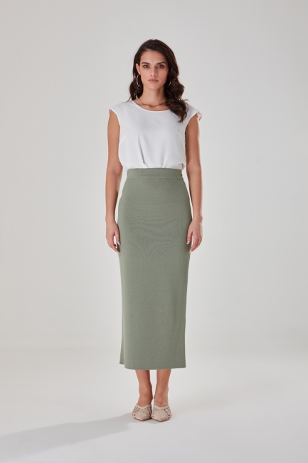 Mizalle - Mint Elastıcated Belt Knitwear Skirt