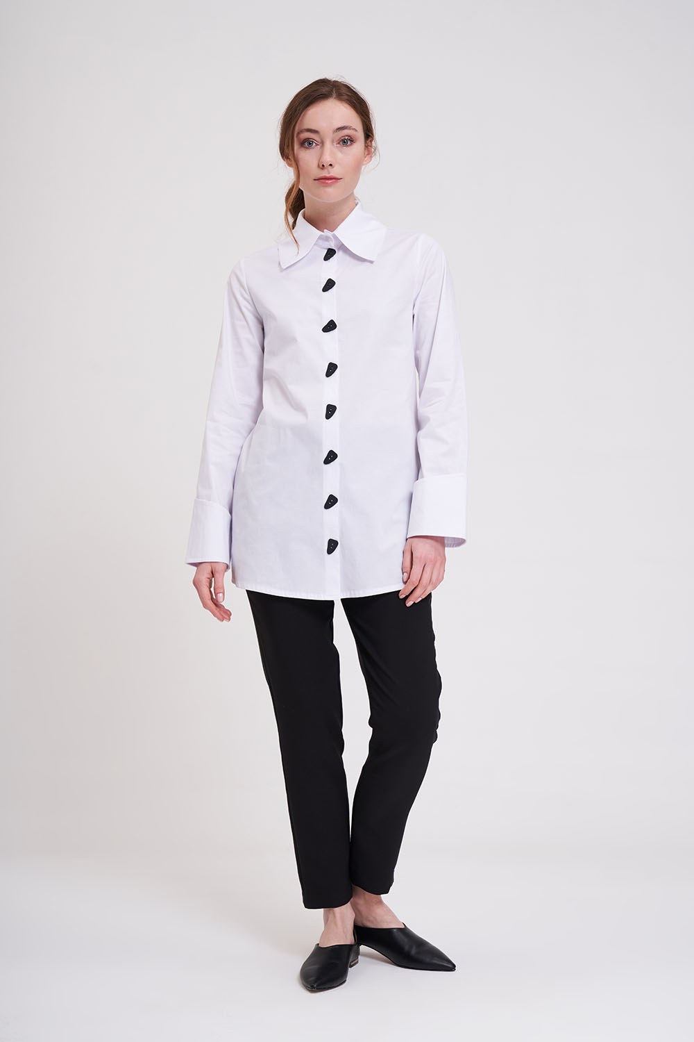 Düğme Detaylı Tunik Gömlek (Beyaz)