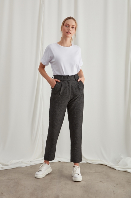 Mizalle - Anthracite Trousers with Jacquard