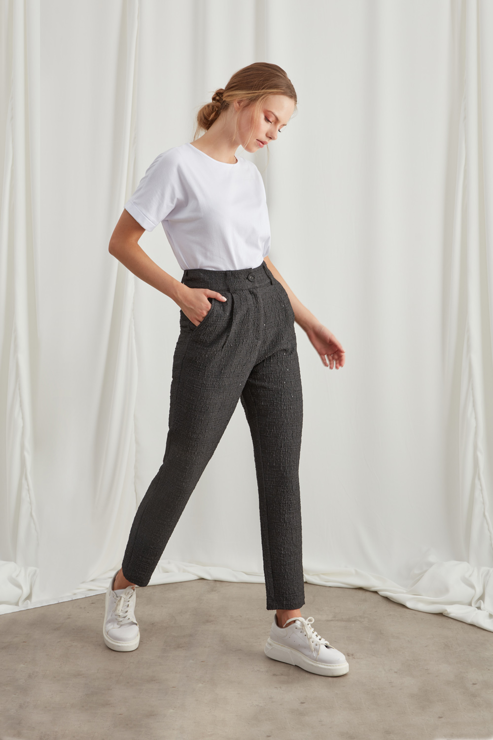 Anthracite Trousers with Jacquard