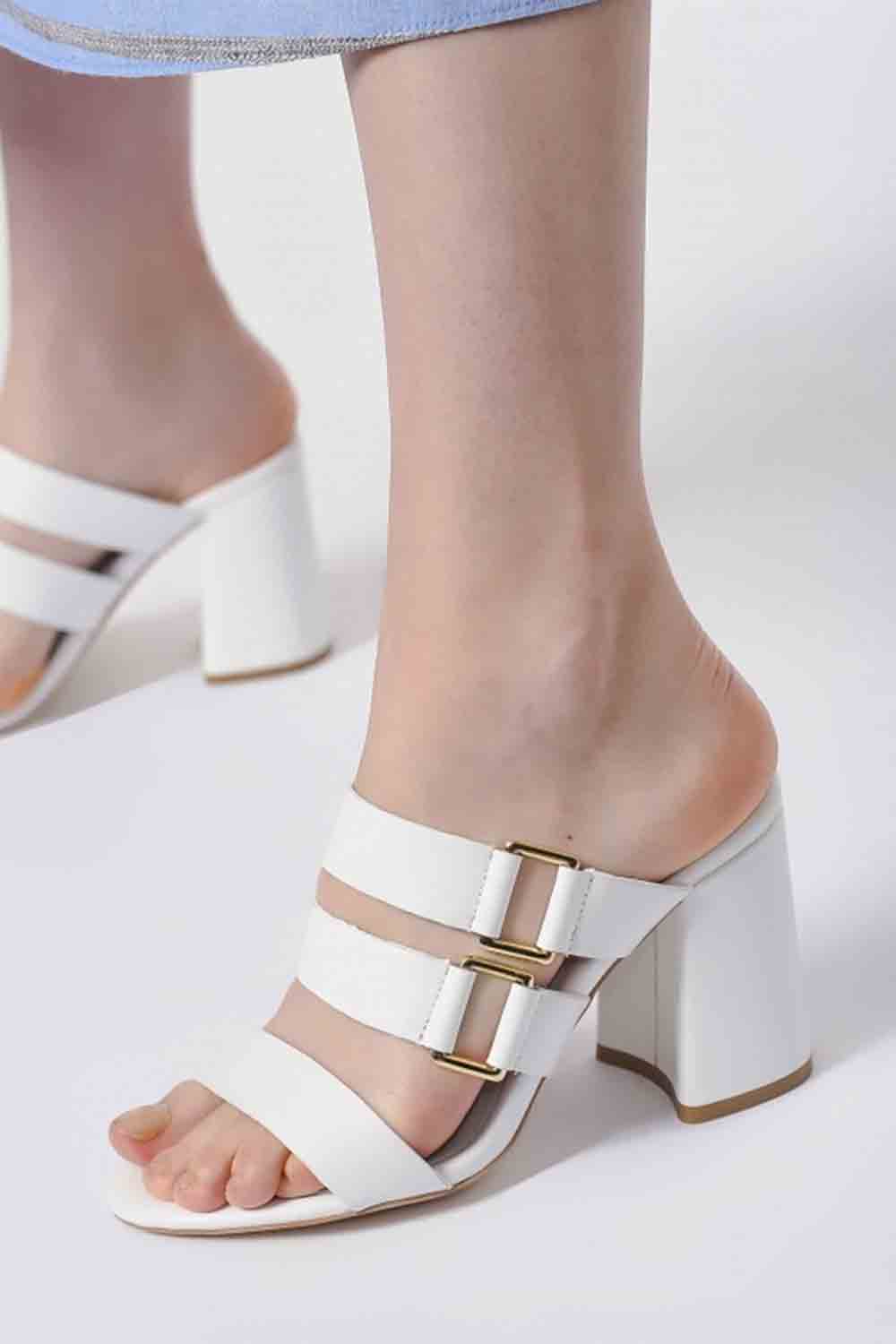 Banded Leather Shoes (White) 