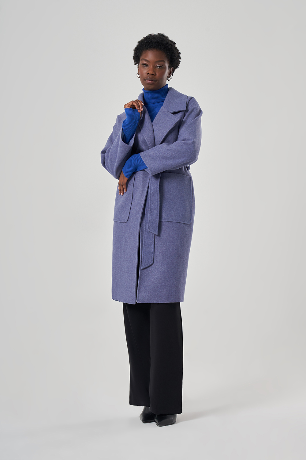Basic Cachet Textured Blue Overcoat