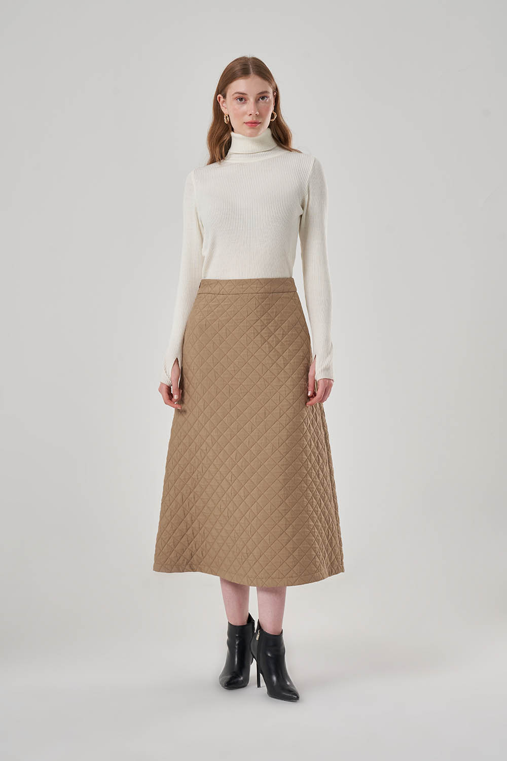 Beige Quilted Skirt