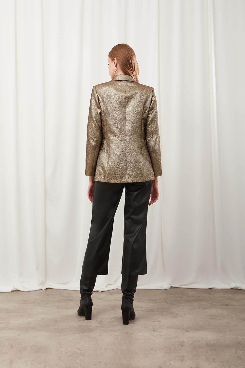 Belted Gold Jacket with Jacquard