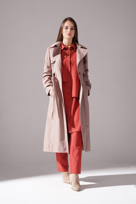 Mizalle - Buttoned Trench Coat (Camel)
