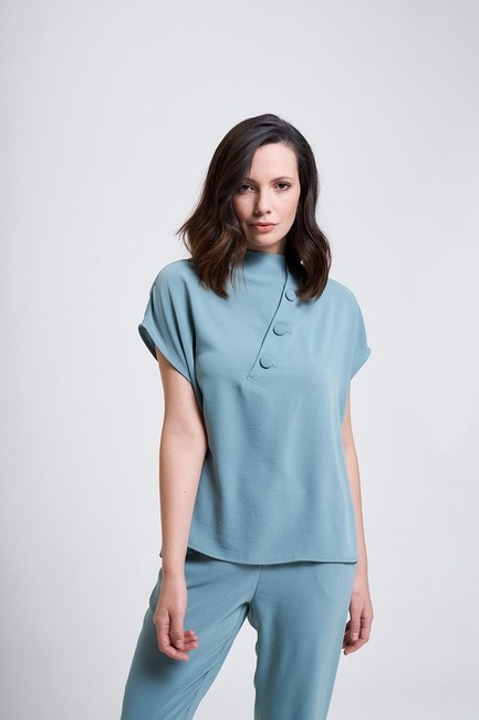 Mizalle - Coating Buttoned Blouse (Mint) 