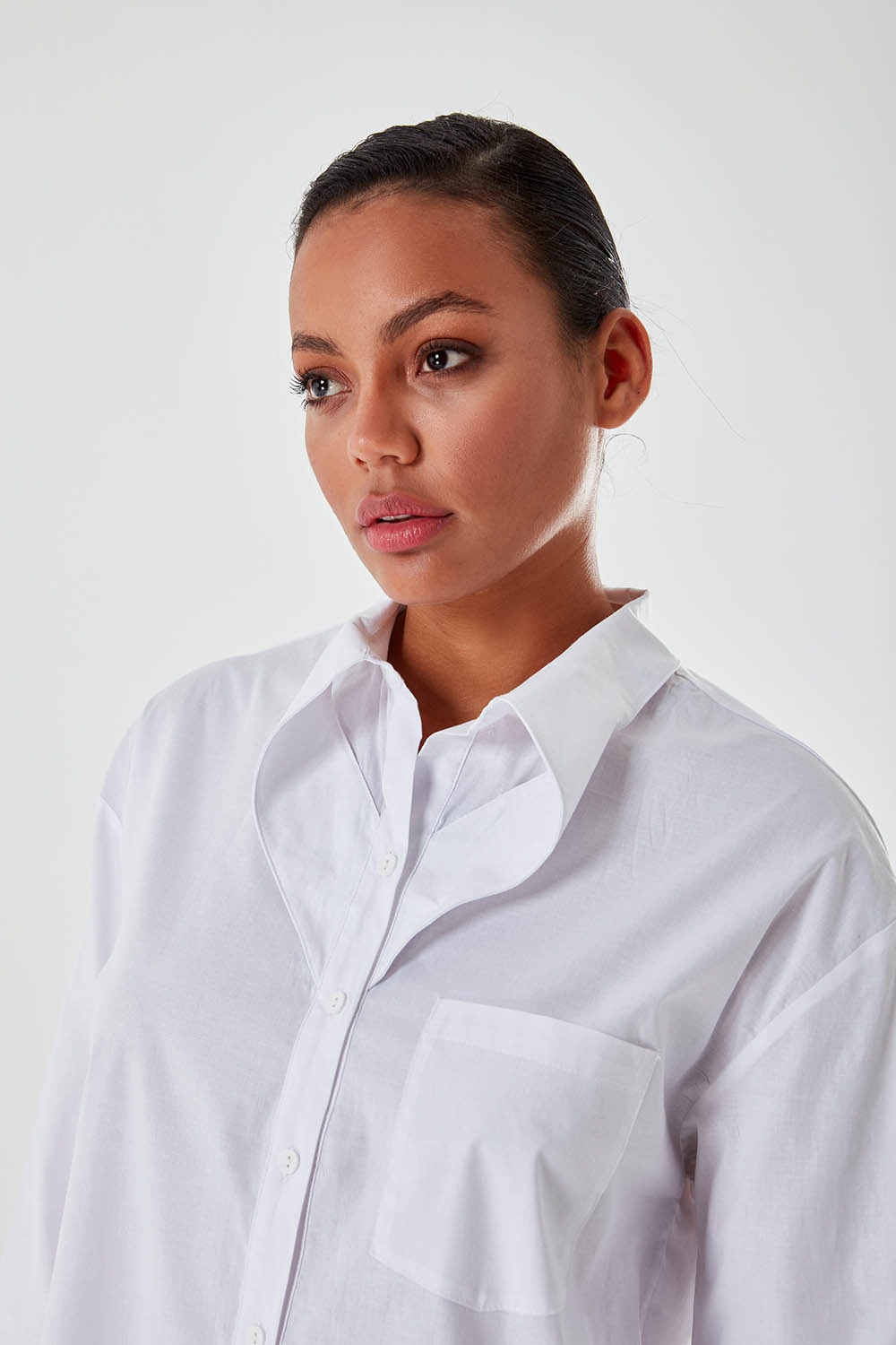 Collar Detailed White Shirt Tunic