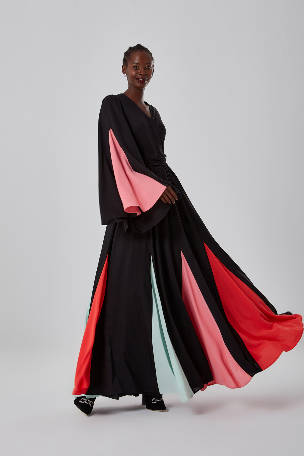 Color Block Design Black Dress