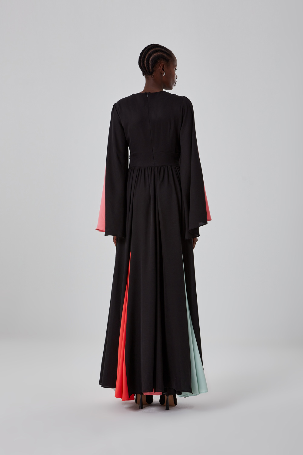 Color Block Design Black Dress