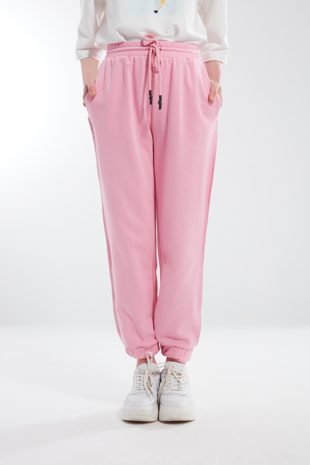 Comfy Stitched Pink Sweatpants