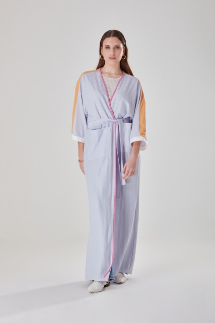 Mizalle - Contrasted Colors Long Kimono