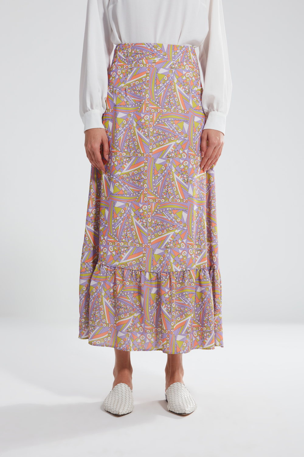 Digital Patterned Ruffle Skirt