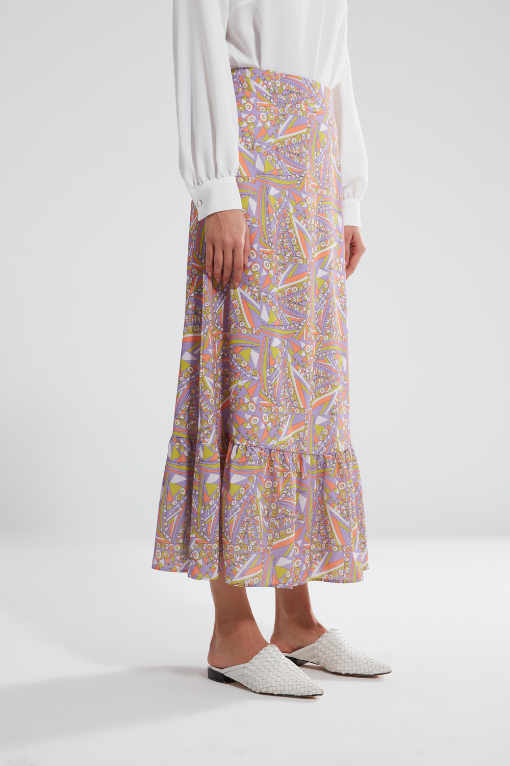 Digital Patterned Ruffle Skirt