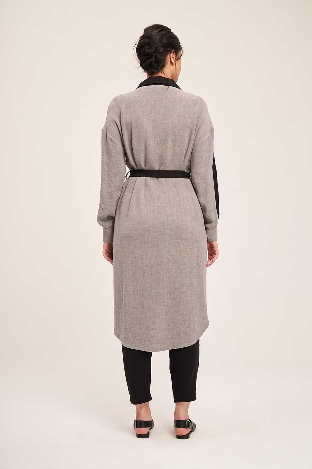 Double Colored Tunic Dress (Grey/Black) 