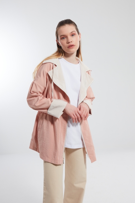 Mizalle - Double Sided Stone Trench Coat