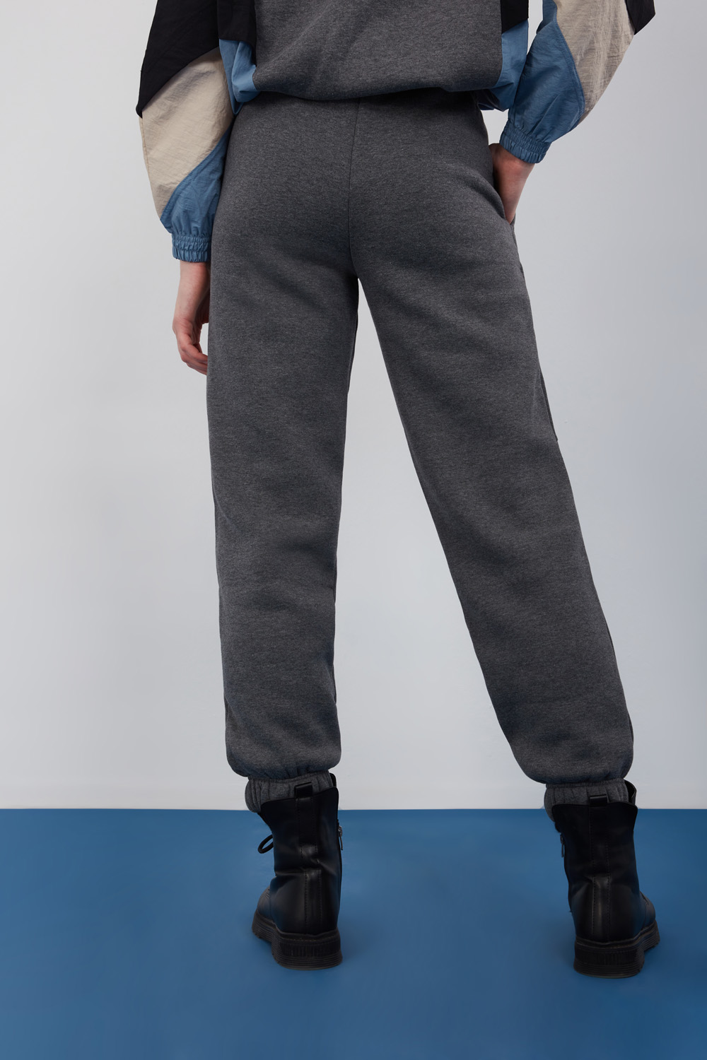 Elastic Waist Anthracite Jogger Trousers