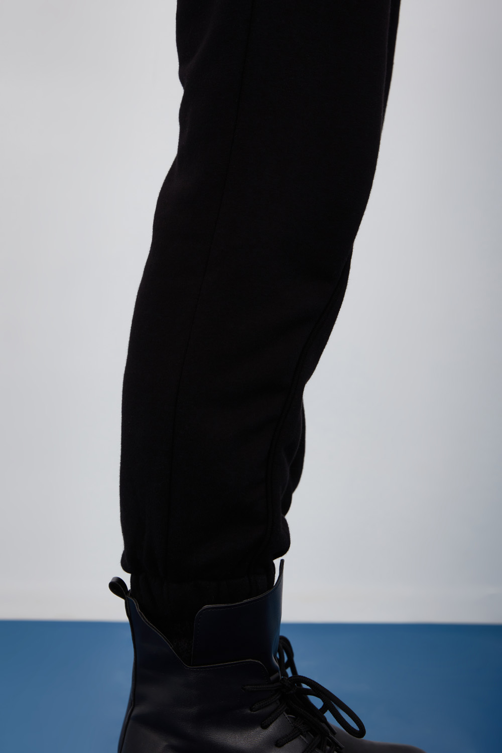 Elastic Waist Black Jogger Trousers with Stitches