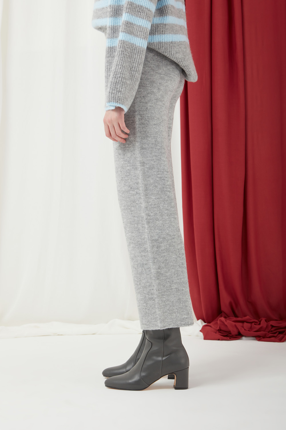 Elastic Waist Grey Tricot Trousers