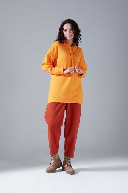 Mizalle - Eyelet Lace-Up Sweatshirt (Saffron)