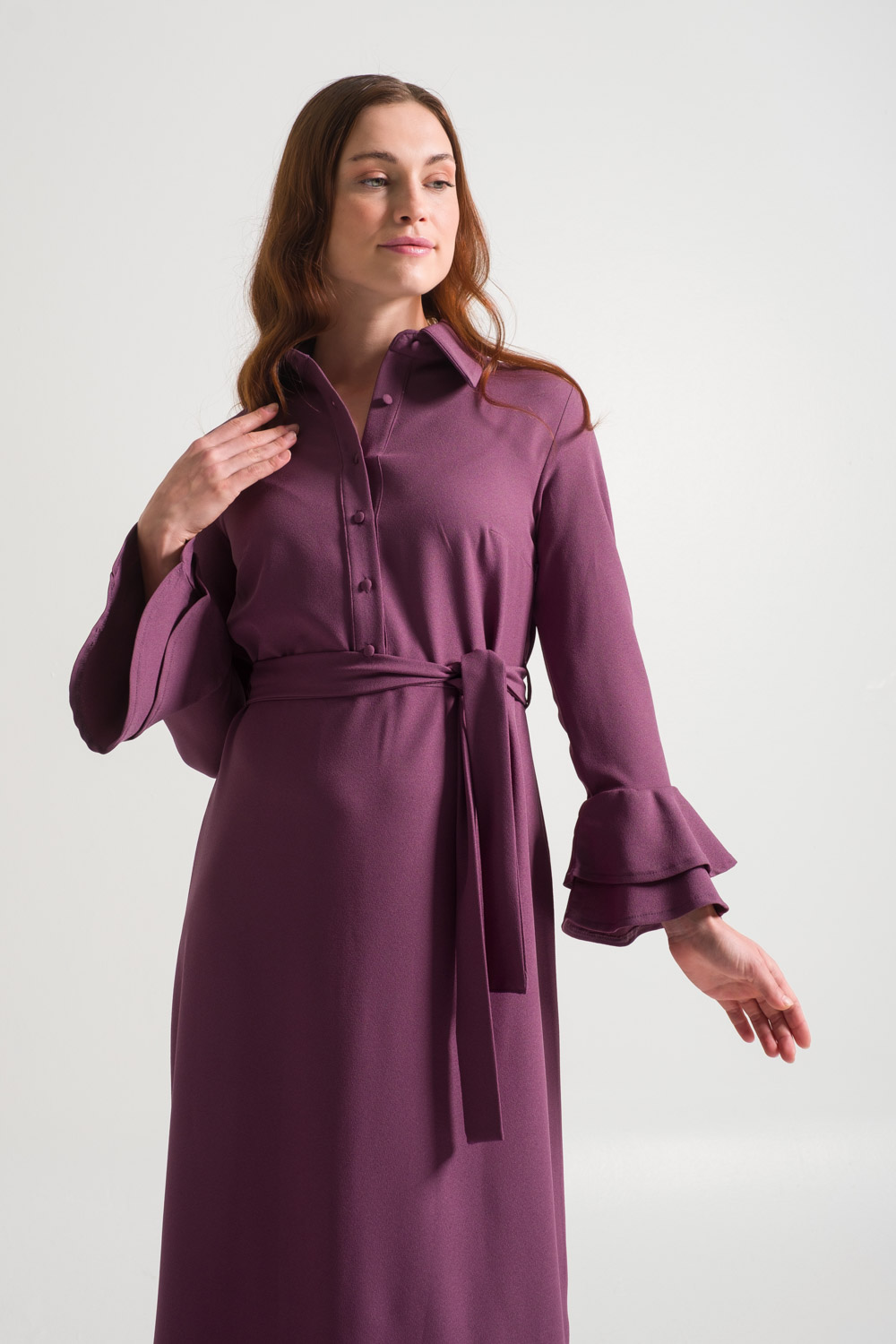 Flywheel Sleeve Purple Dress with Collars