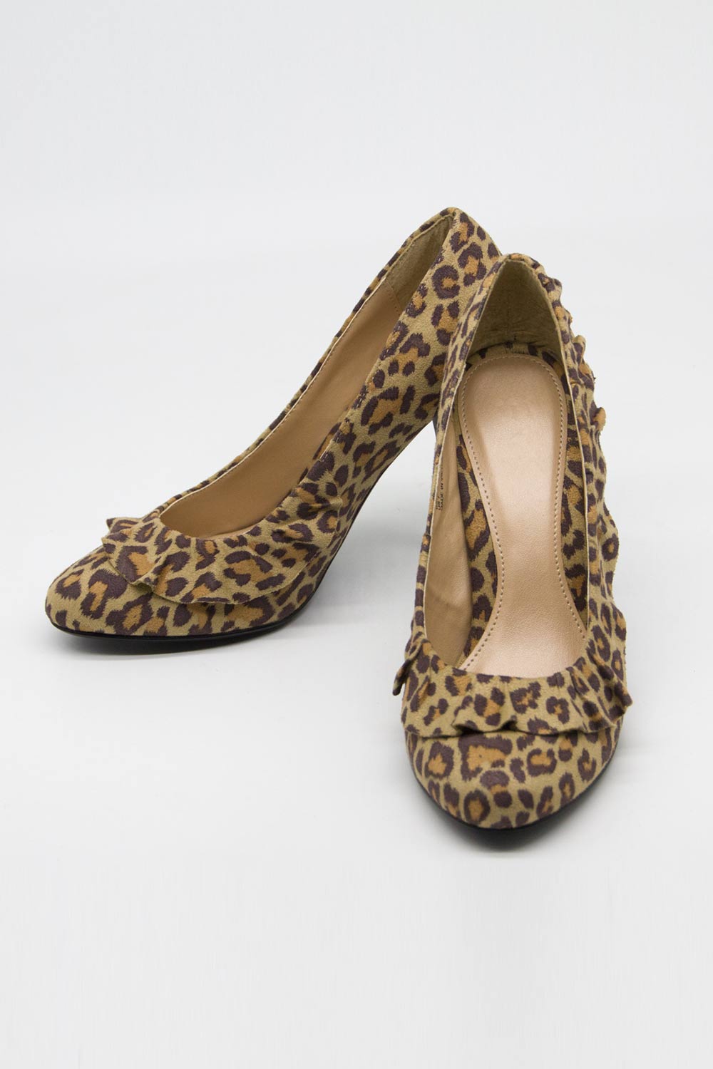 Frill Detailed Heeled Shoes (Leopard)