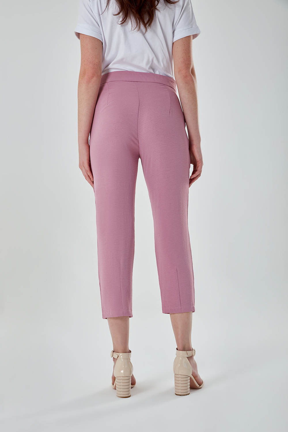 Hem Stitched Dusty Rose Carrot Trousers