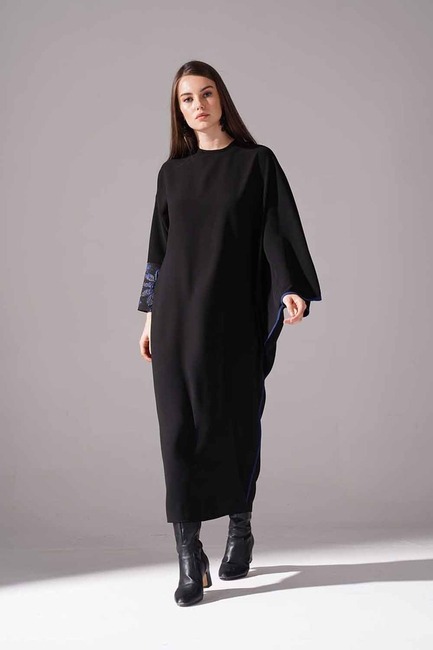 Mizalle - Jacquard Abaya Dress (Indigo)
