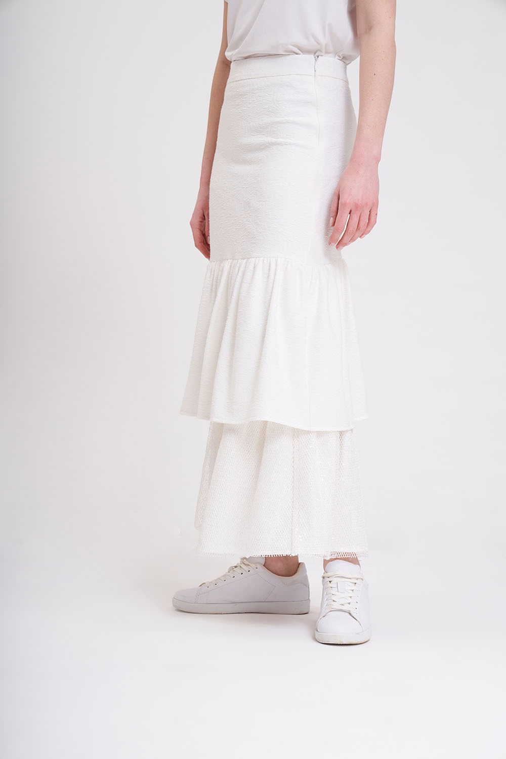 Jacquard Folded Skirt (Ecru)