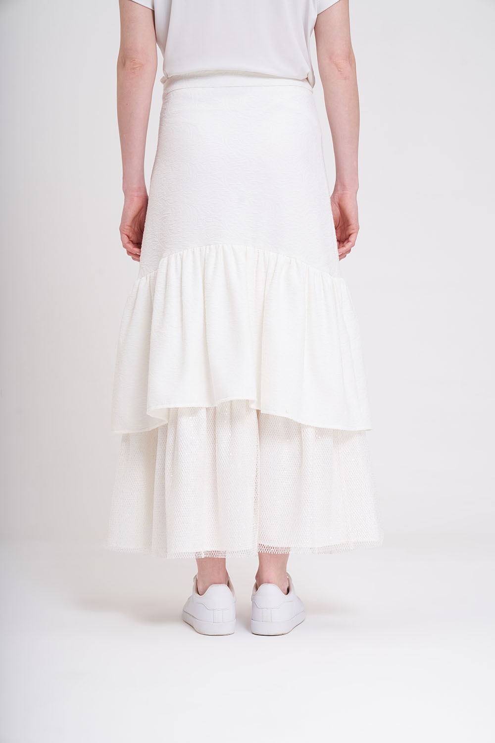 Jacquard Folded Skirt (Ecru)