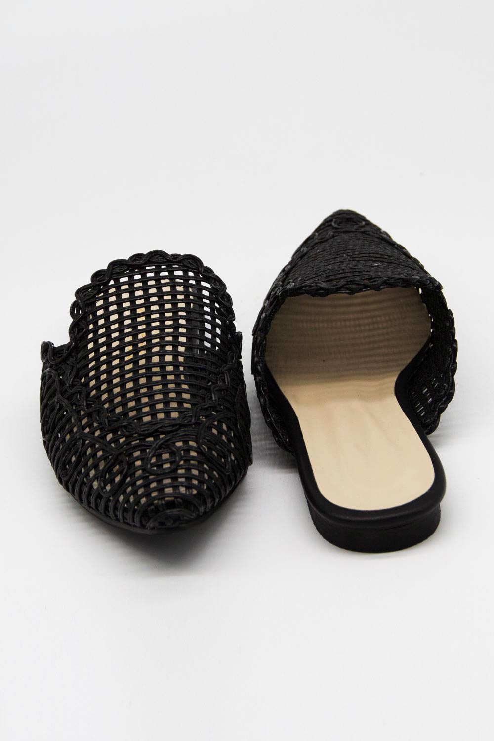 Knit Designed Mule Slippers (Black)