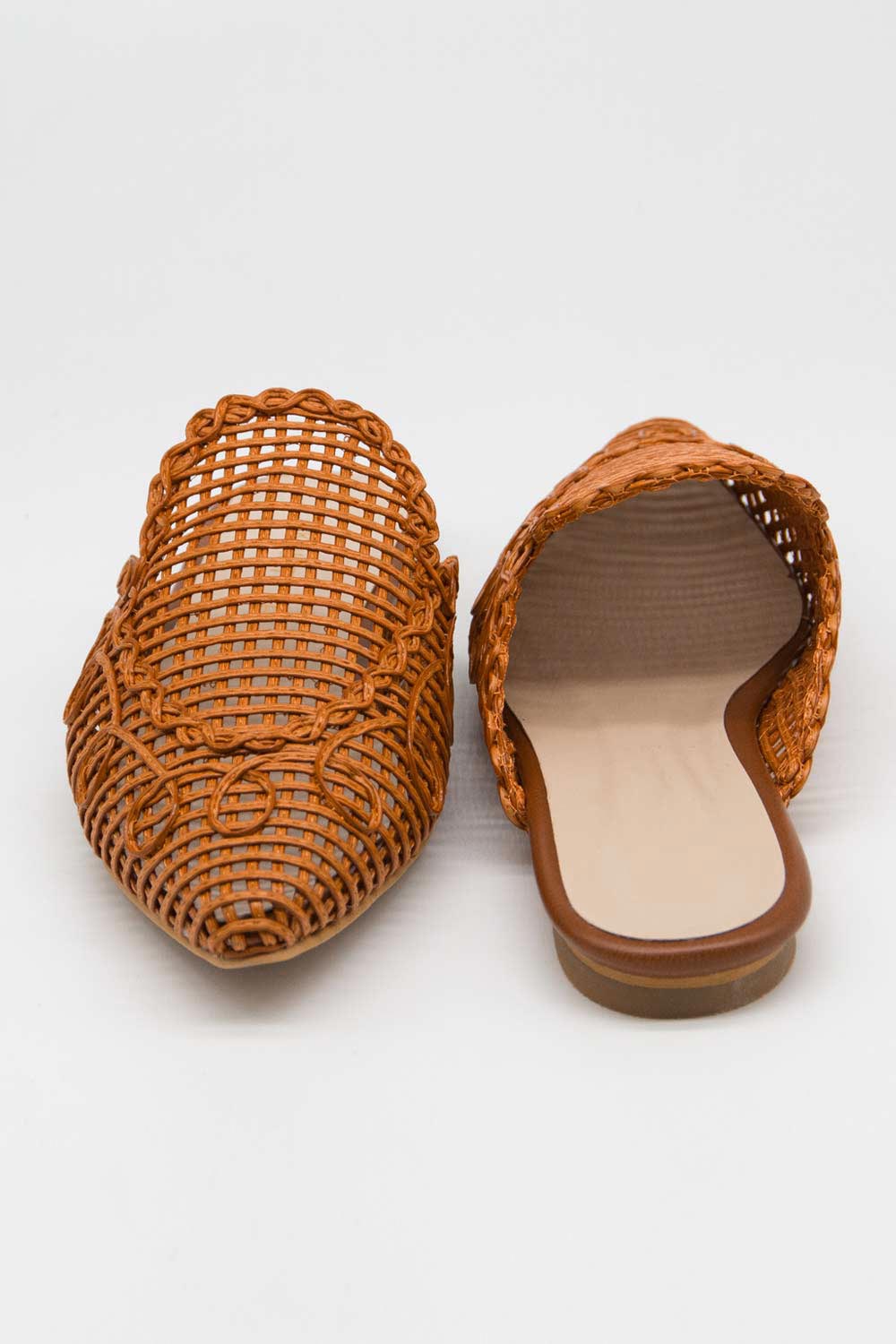 Knit Designed Mule Slippers (Camel)