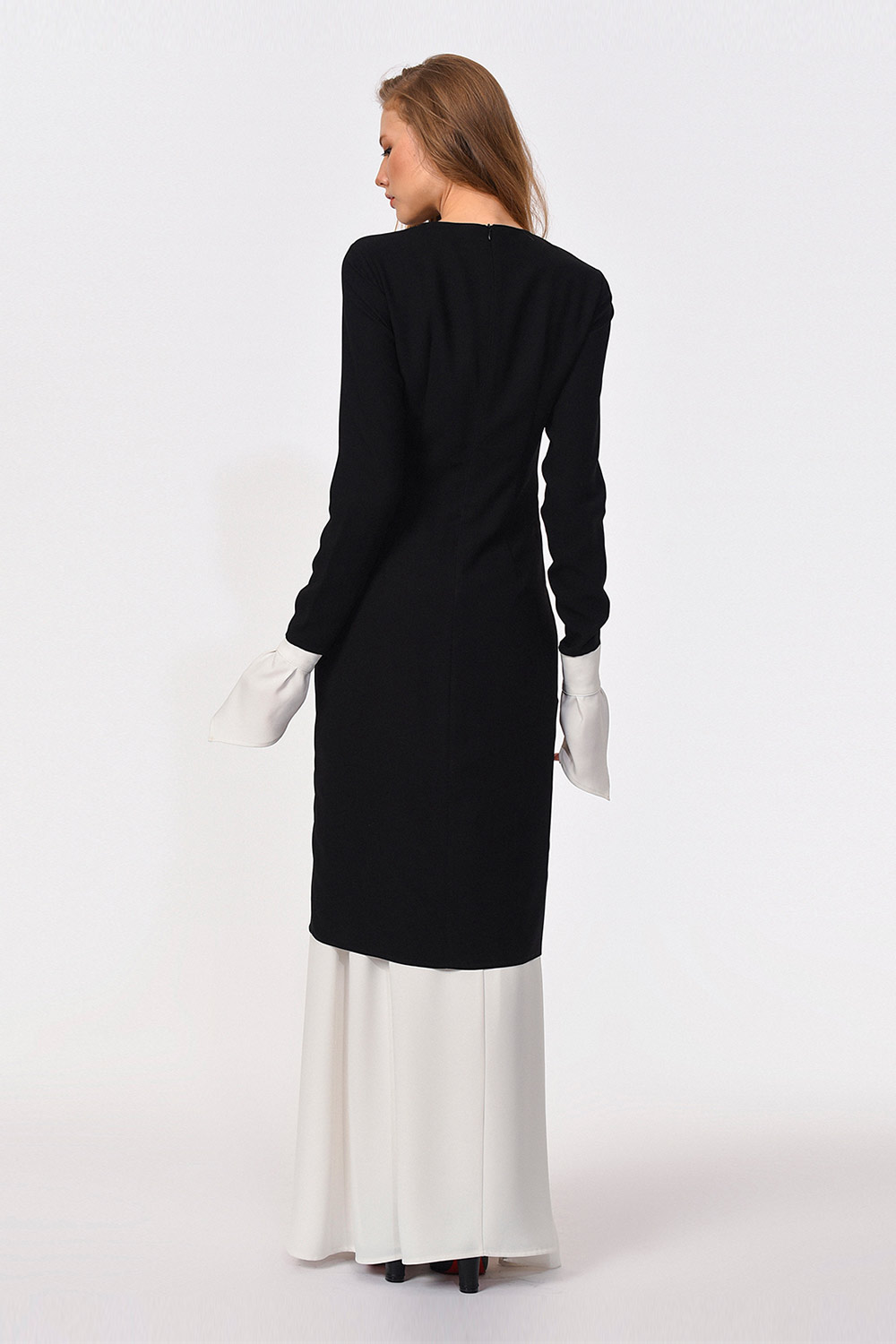 Lace Garnish Long Dress (Black) 