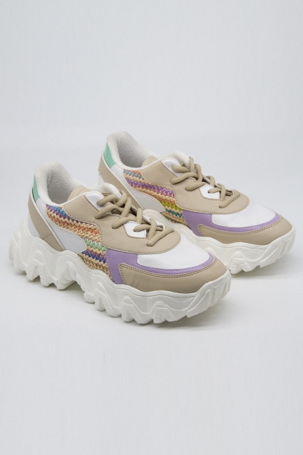 Mizalle - Lilac-Beige Colored Sneakers