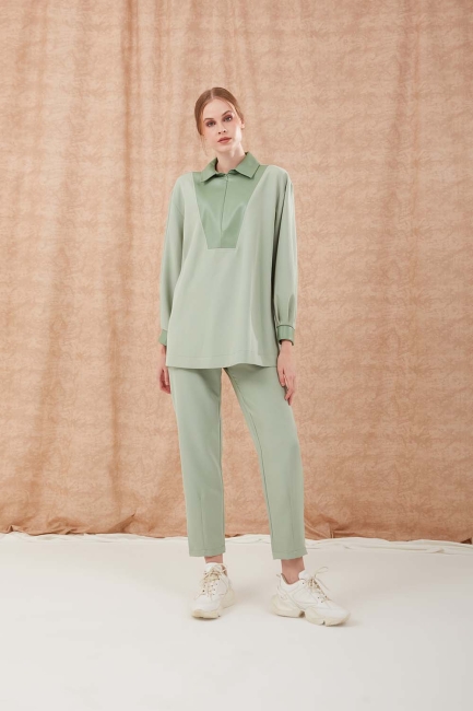 Mizalle - Mint Crepe Carrot Trousers