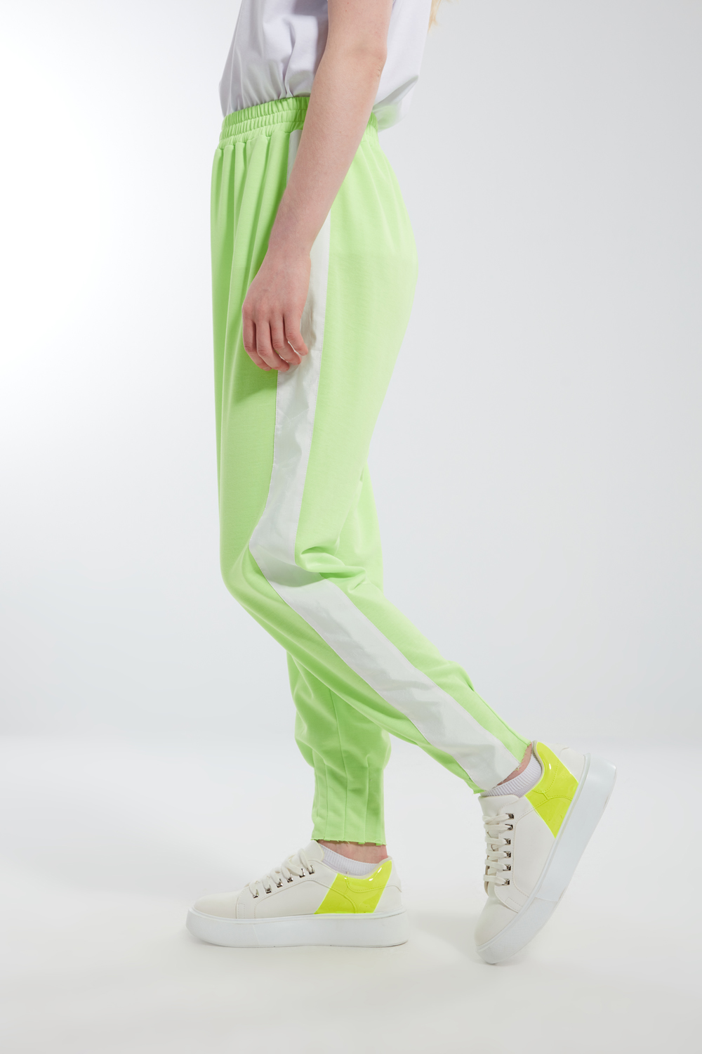 Neon Green Jogger Trousers with Pleated Pants