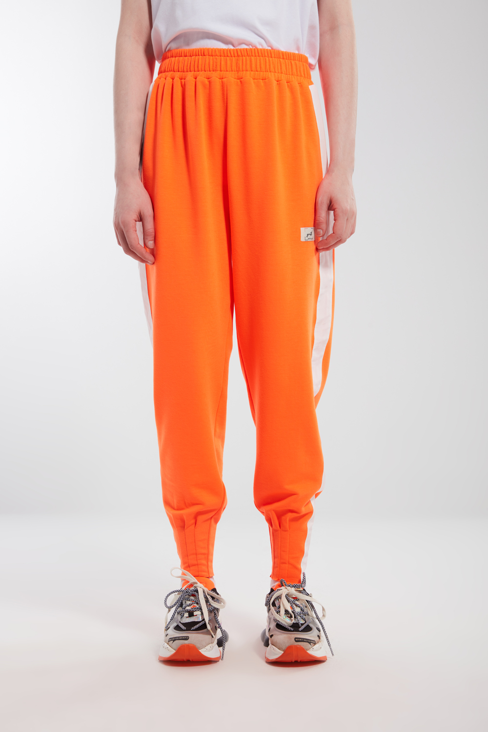 Orange Jogger Trousers with Pleated Pants