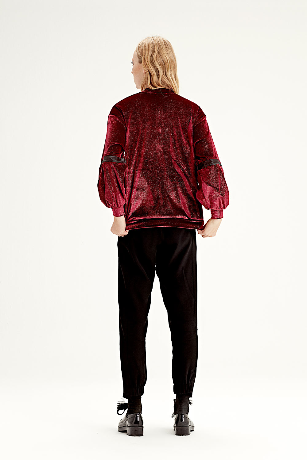 Organdy-Detailed Bomber (Claret Red) 