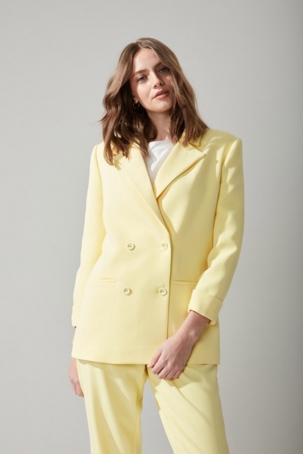 Mizalle - Pastel Colored Jacket (Yellow)
