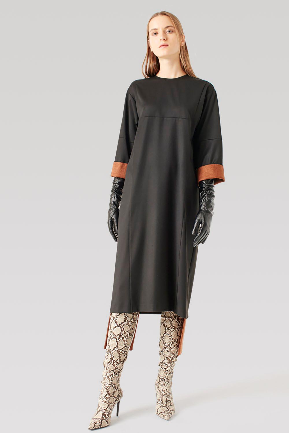 Piece Detailed Dress (Black) 