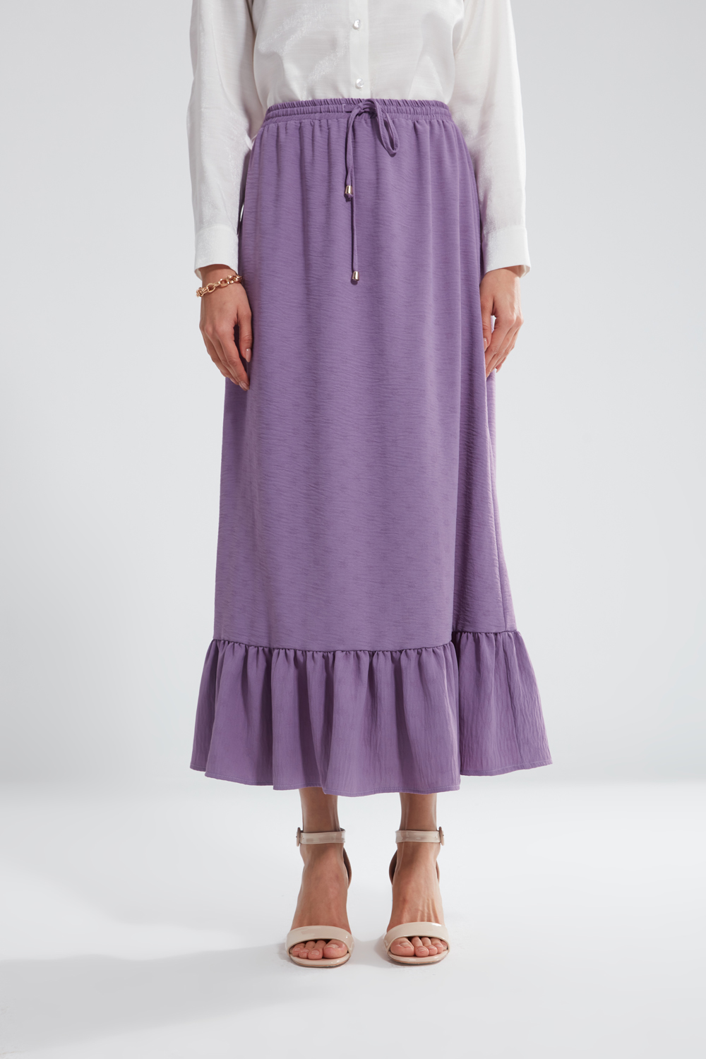 Pleated Lilac Long Skirt