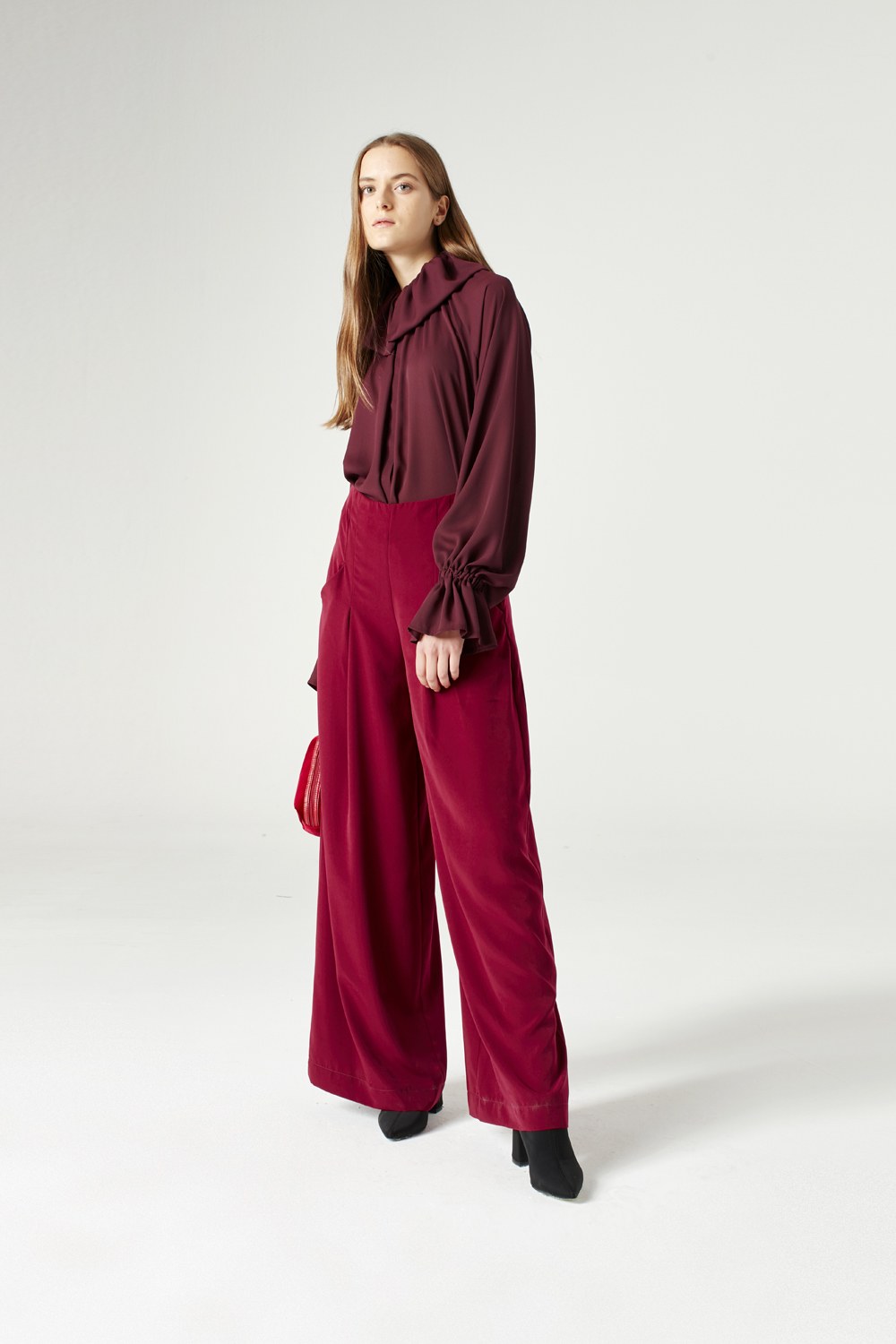 Pleated Trousers (Claret Red)