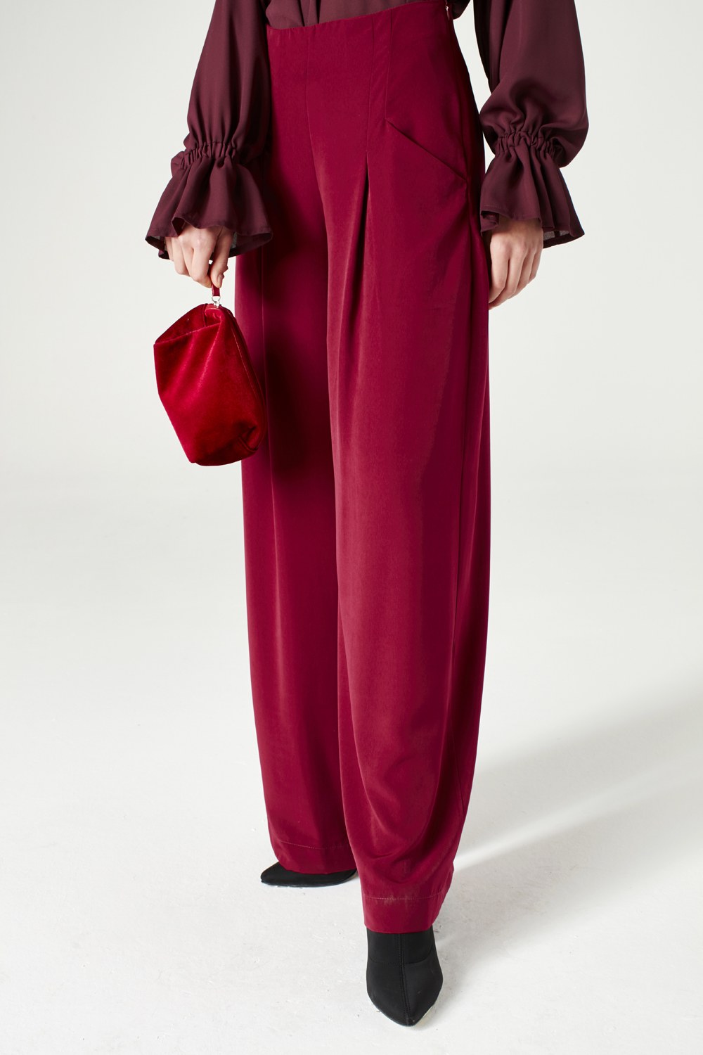 Pleated Trousers (Claret Red)