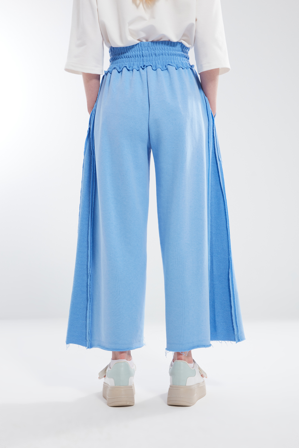 Pocket Detailed Blue Wide Leg Sweatpants