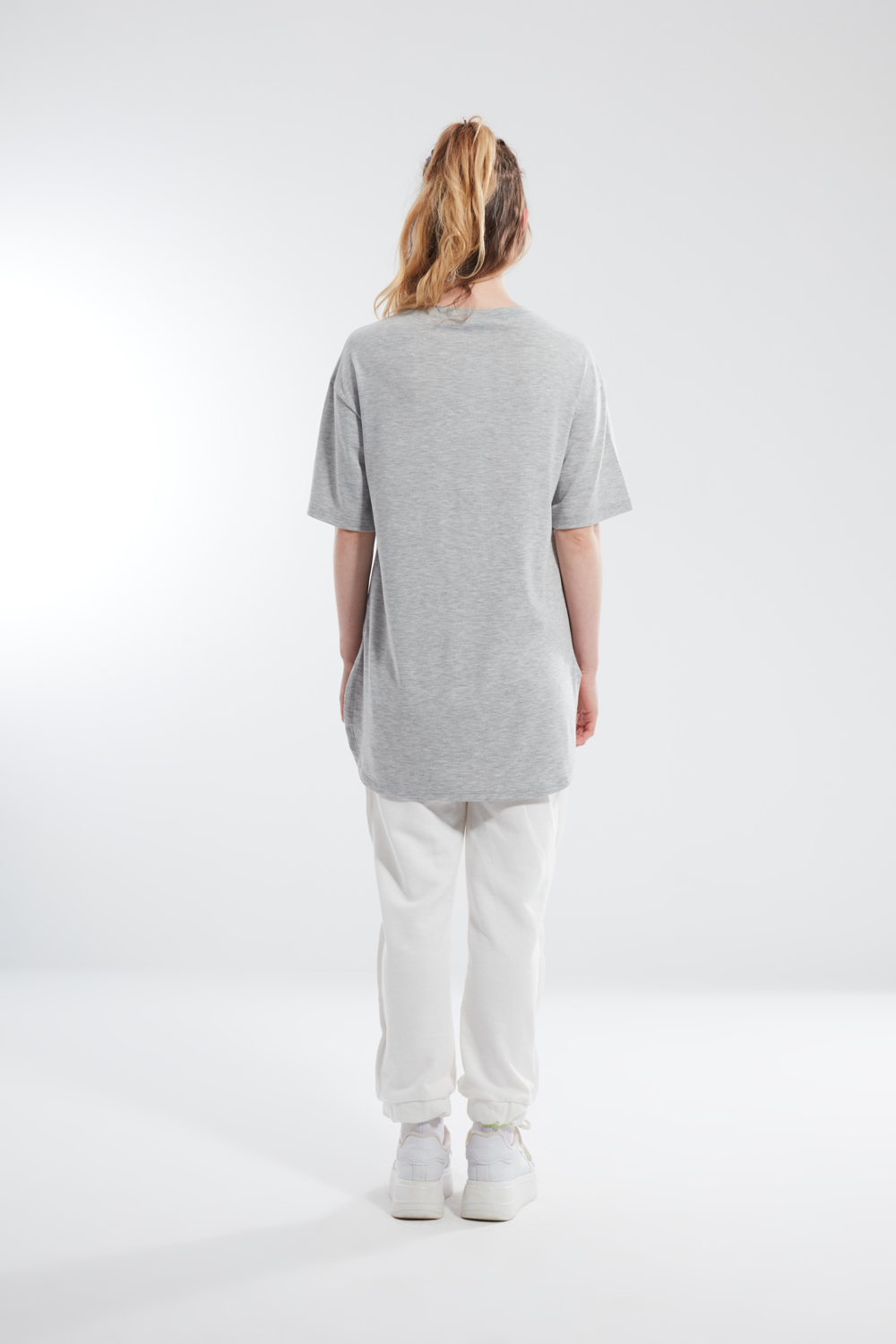Pocket Detailed Gray Oversize T-Shirt