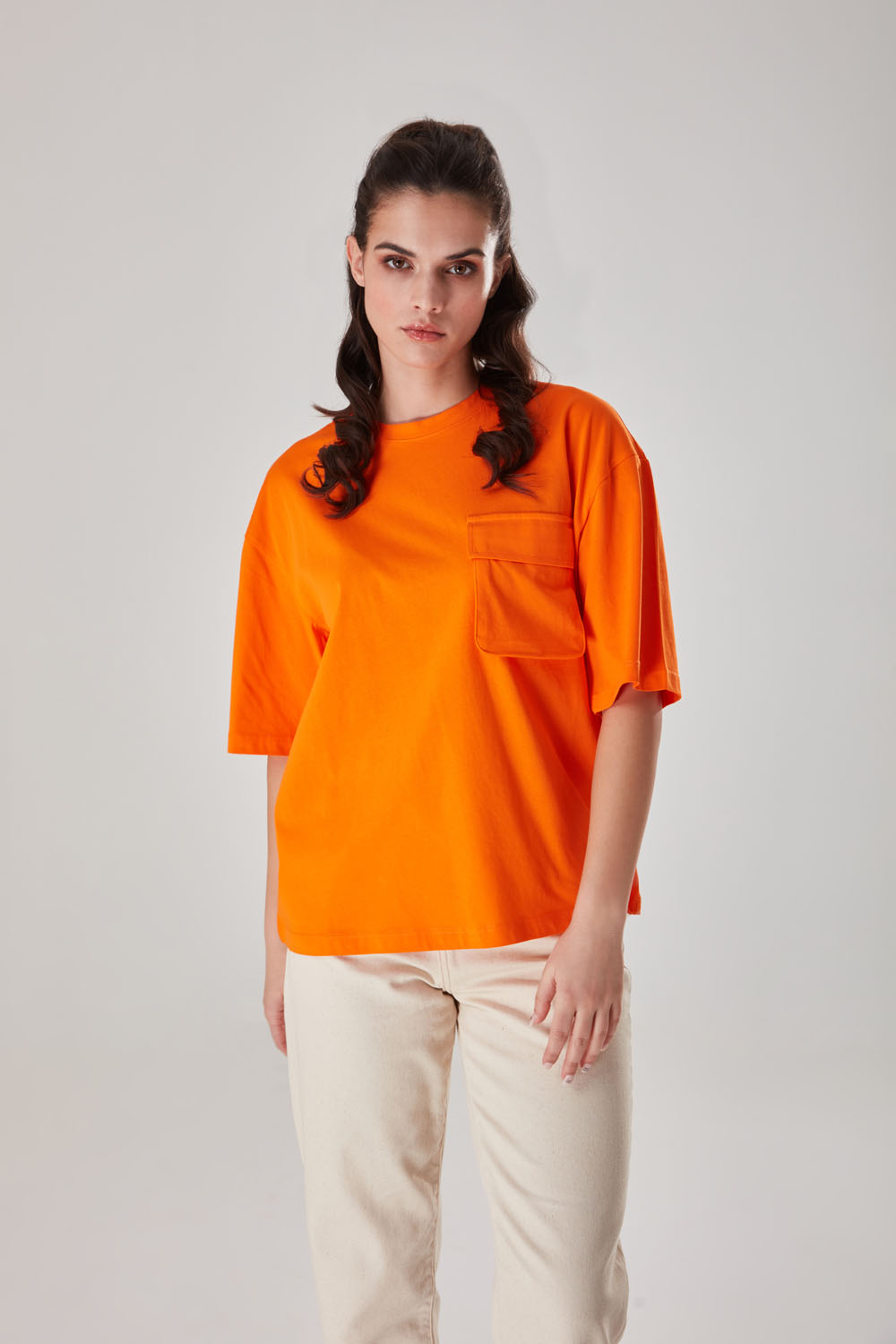 Pocket Detailed Orange T-Shirt